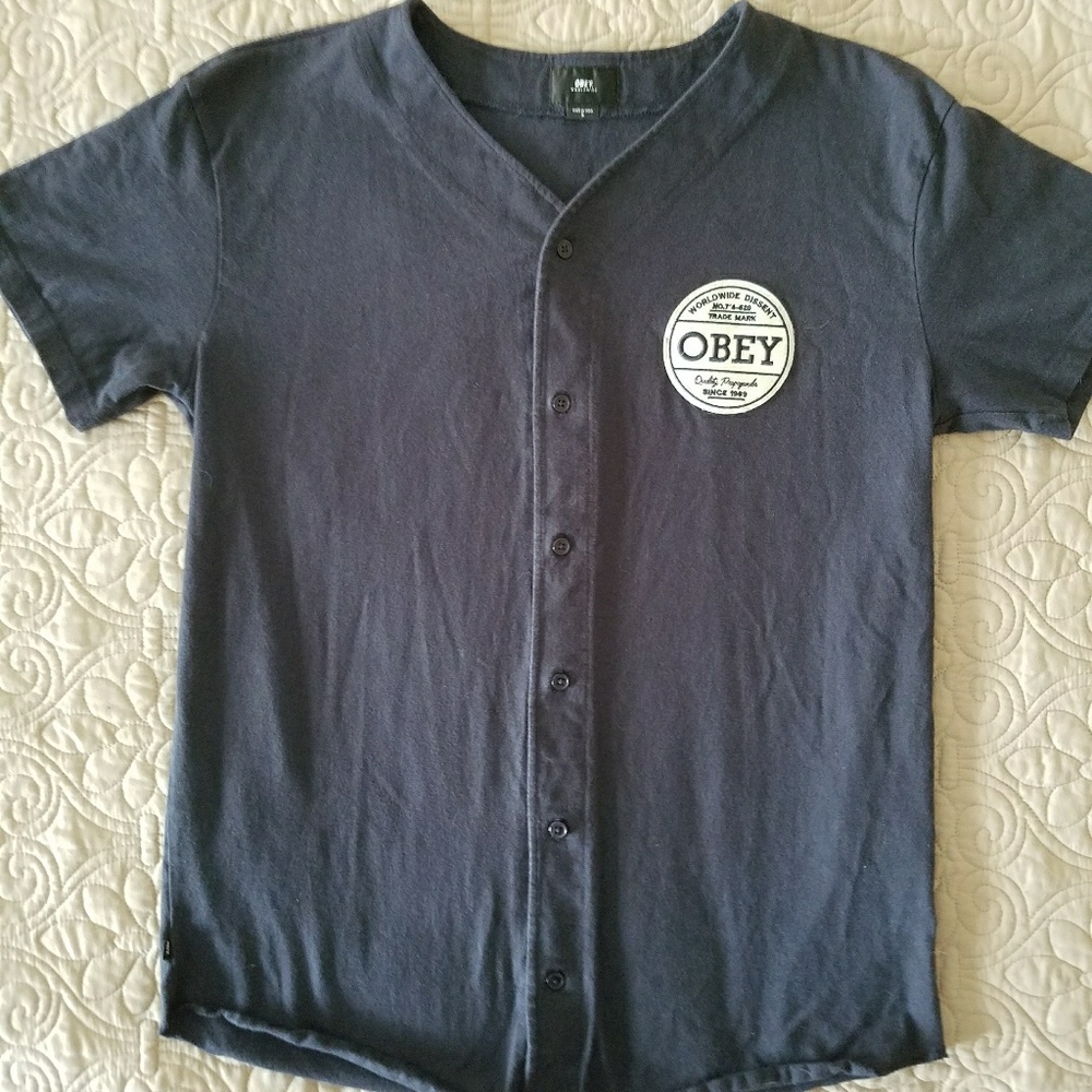 Obey button down baseball jersey